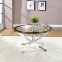 Brooke Round Glass Top Coffee Table Metal Base Chrome - Home & Sleep Outlet