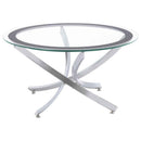 Brooke Round Glass Top Coffee Table Metal Base Chrome - Home & Sleep Outlet