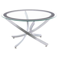 Brooke Round Glass Top Coffee Table Metal Base Chrome - Home & Sleep Outlet