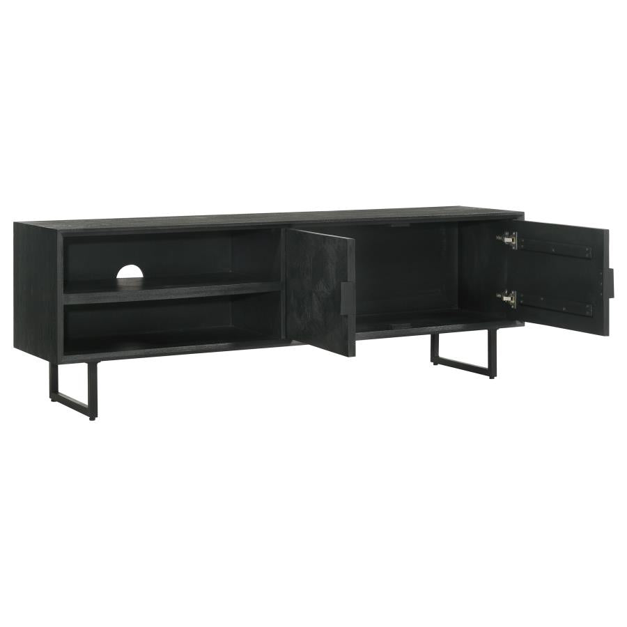Home & Sleep Outlet - Marsden 2-door Mango Wood 70-inch TV Stand Charcoal Black