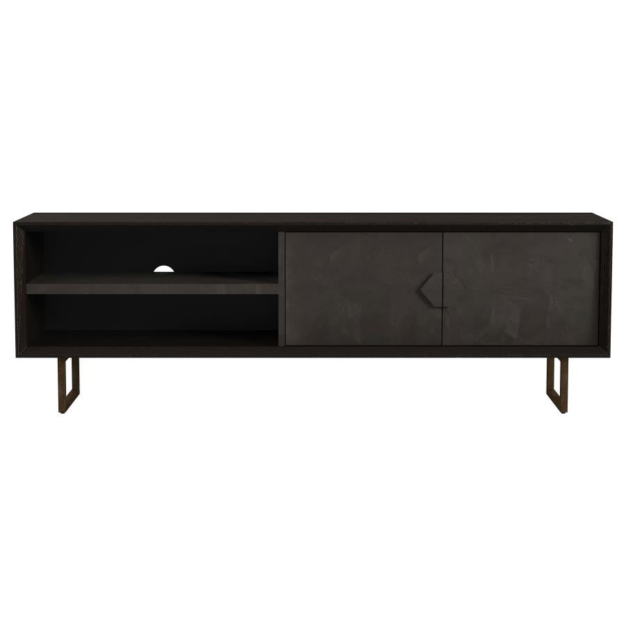Home & Sleep Outlet - Marsden 2-door Mango Wood 70-inch TV Stand Charcoal Black