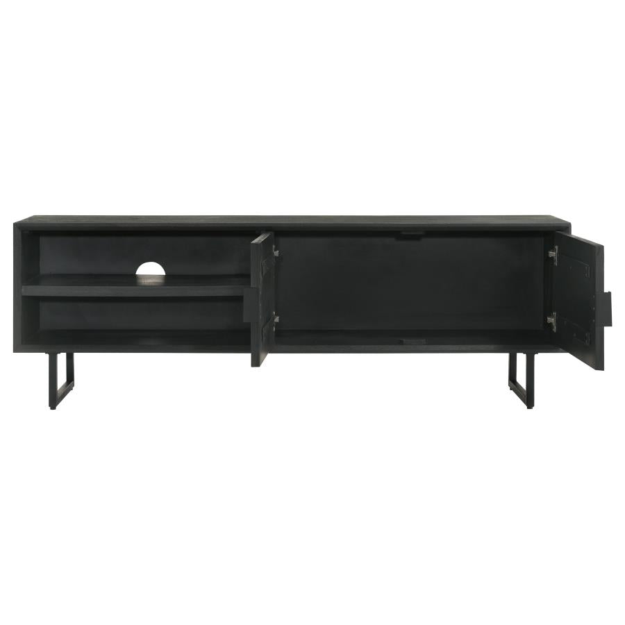 Home & Sleep Outlet - Marsden 2-door Mango Wood 70-inch TV Stand Charcoal Black
