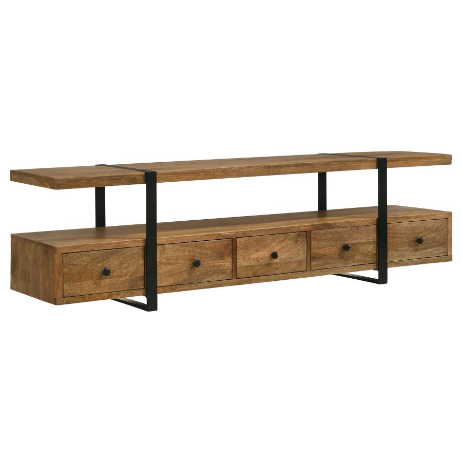 Home & Sleep Outlet - Otto 5-drawer Mango Wood 70-inch TV Stand Media Console Brown