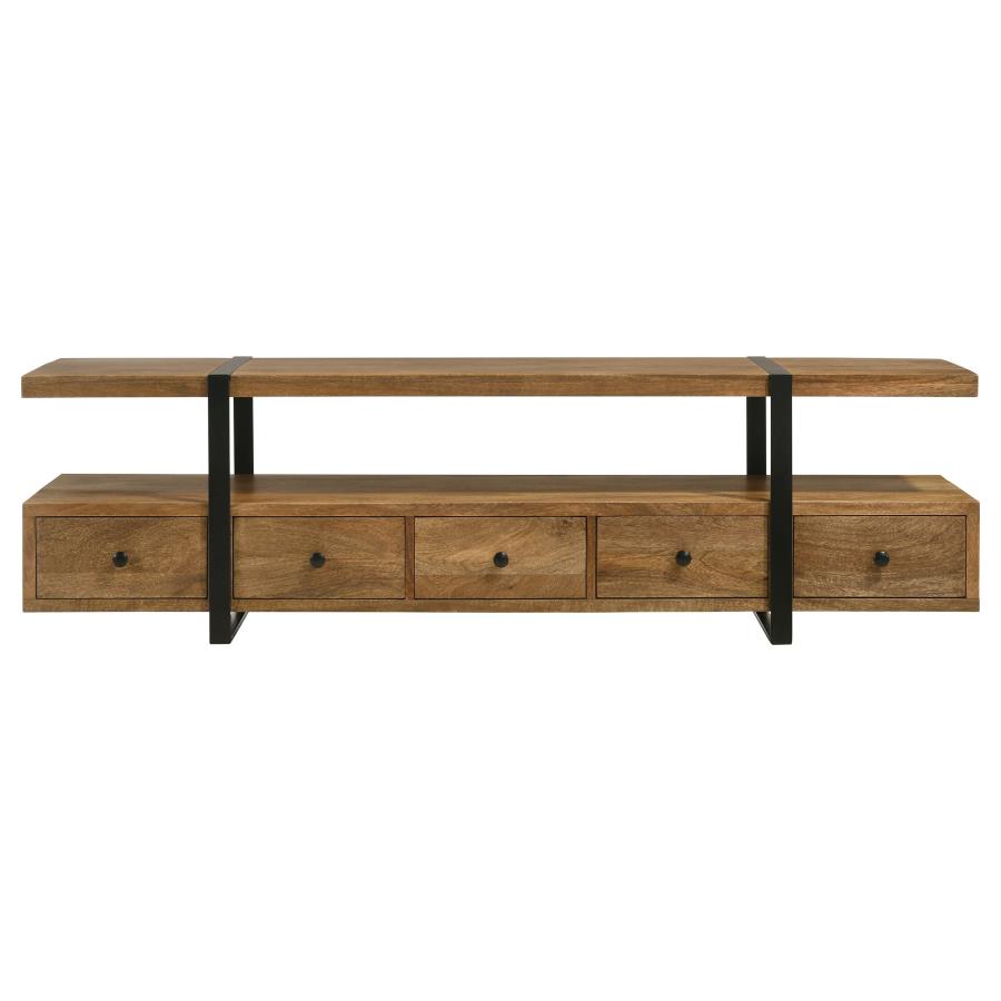 Home & Sleep Outlet - Otto 5-drawer Mango Wood 70-inch TV Stand Media Console Brown