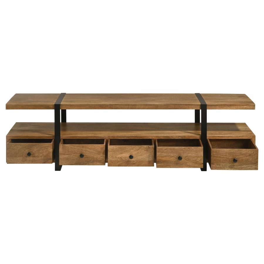 Home & Sleep Outlet - Otto 5-drawer Mango Wood 70-inch TV Stand Media Console Brown