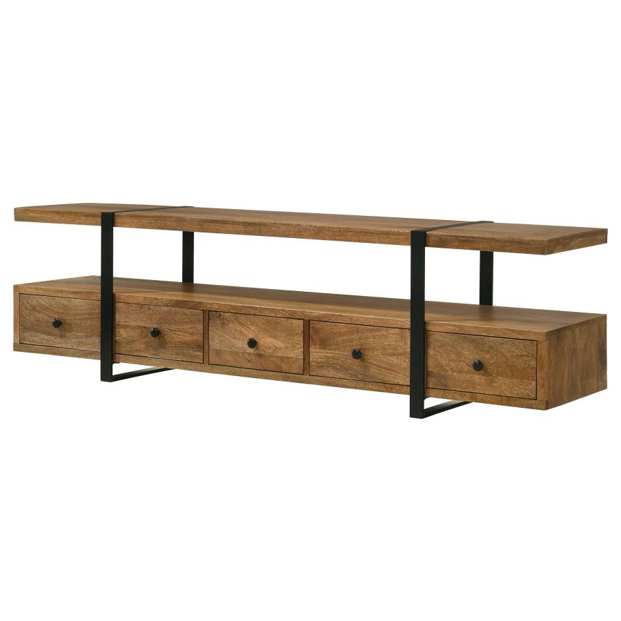Home & Sleep Outlet - Otto 5-drawer Mango Wood 70-inch TV Stand Media Console Brown