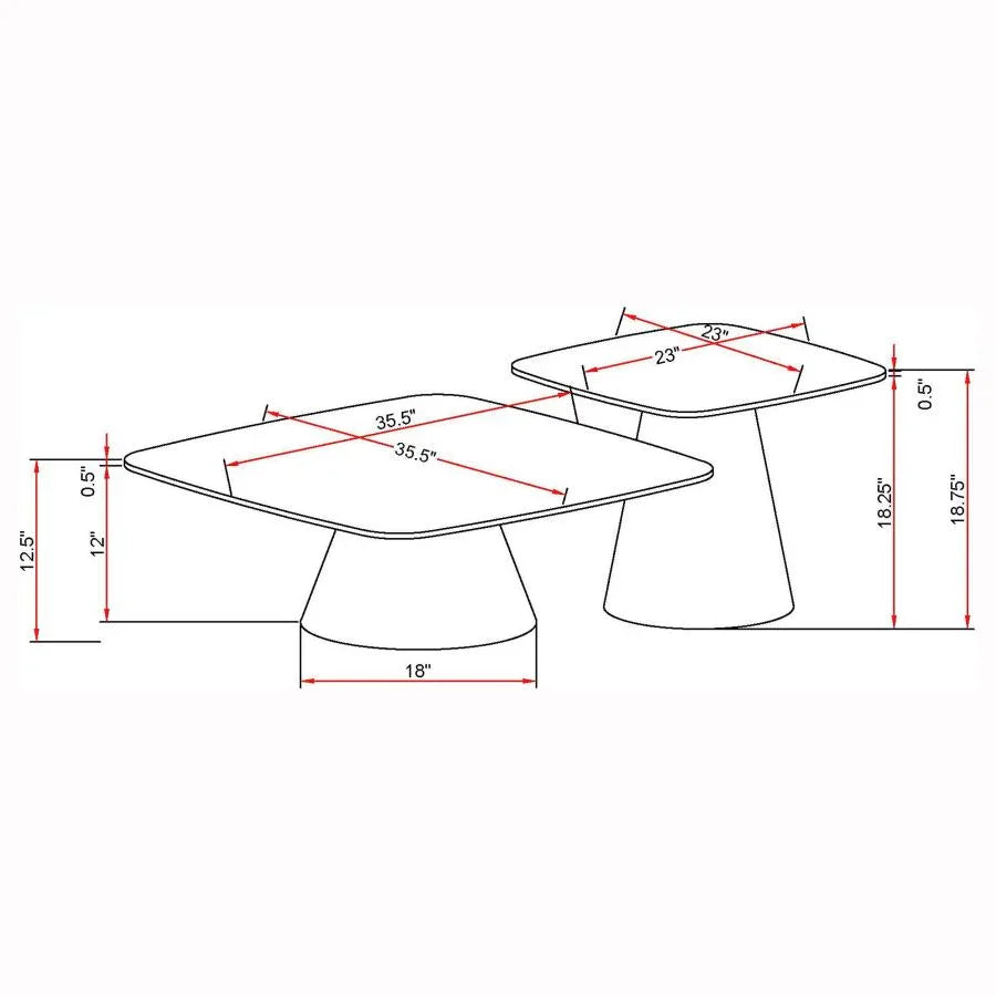 Home & Sleep Outlet - Eason 2-piece Cocktail Coffee Table Set Concrete and Black