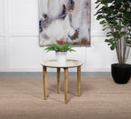 Home & Sleep Outlet - Aldis Round Marble Top Side End Table White and Natural