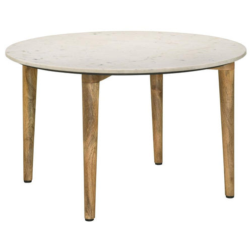 Home & Sleep Outlet - Aldis Round Marble Top Coffee Table White and Natural