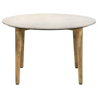 Aldis Round Marble Top Coffee Table White and Natural