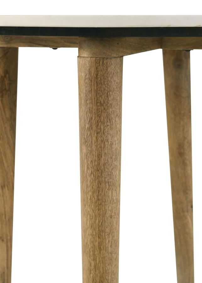 Home & Sleep Outlet - Aldis Round Marble Top Coffee Table White and Natural