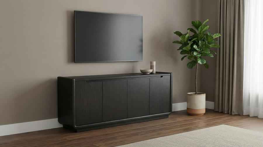 Leandro 72-inch 4-door TV Stand Media Console Burnished Black