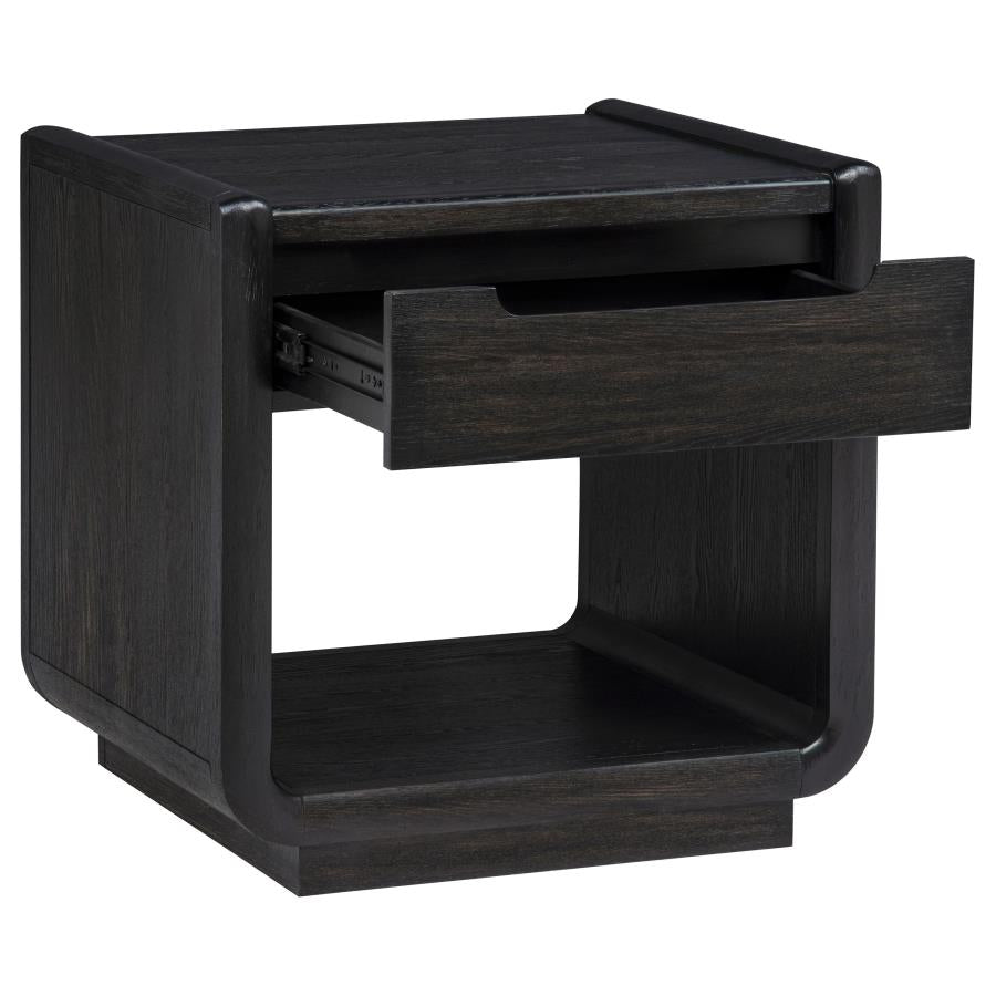 Home & Sleep Outlet - Leandro 1-drawer Wood Occasional Side End Table Burnished Black
