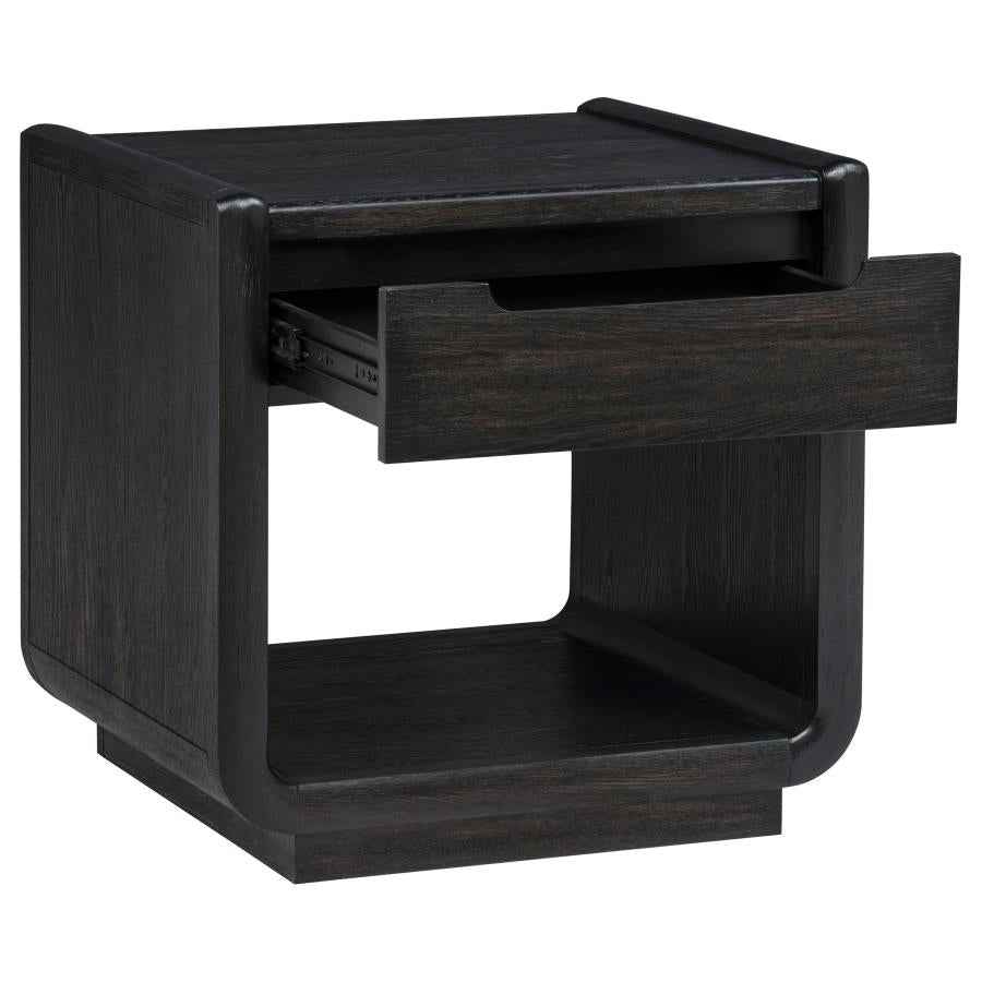 Leandro 1-drawer Wood Occasional Side End Table Burnished Black