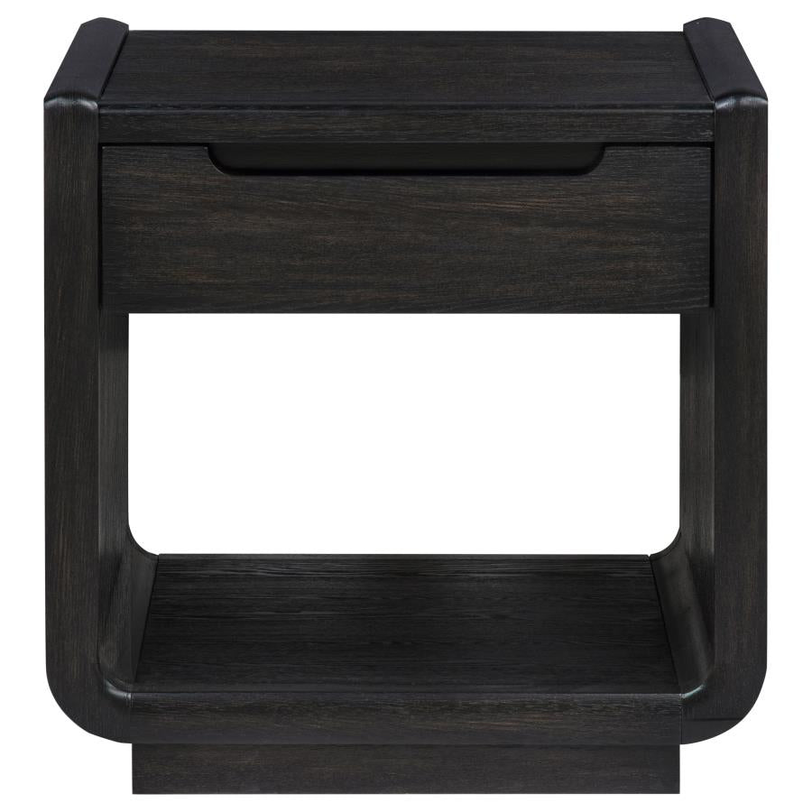 Home & Sleep Outlet - Leandro 1-drawer Wood Occasional Side End Table Burnished Black