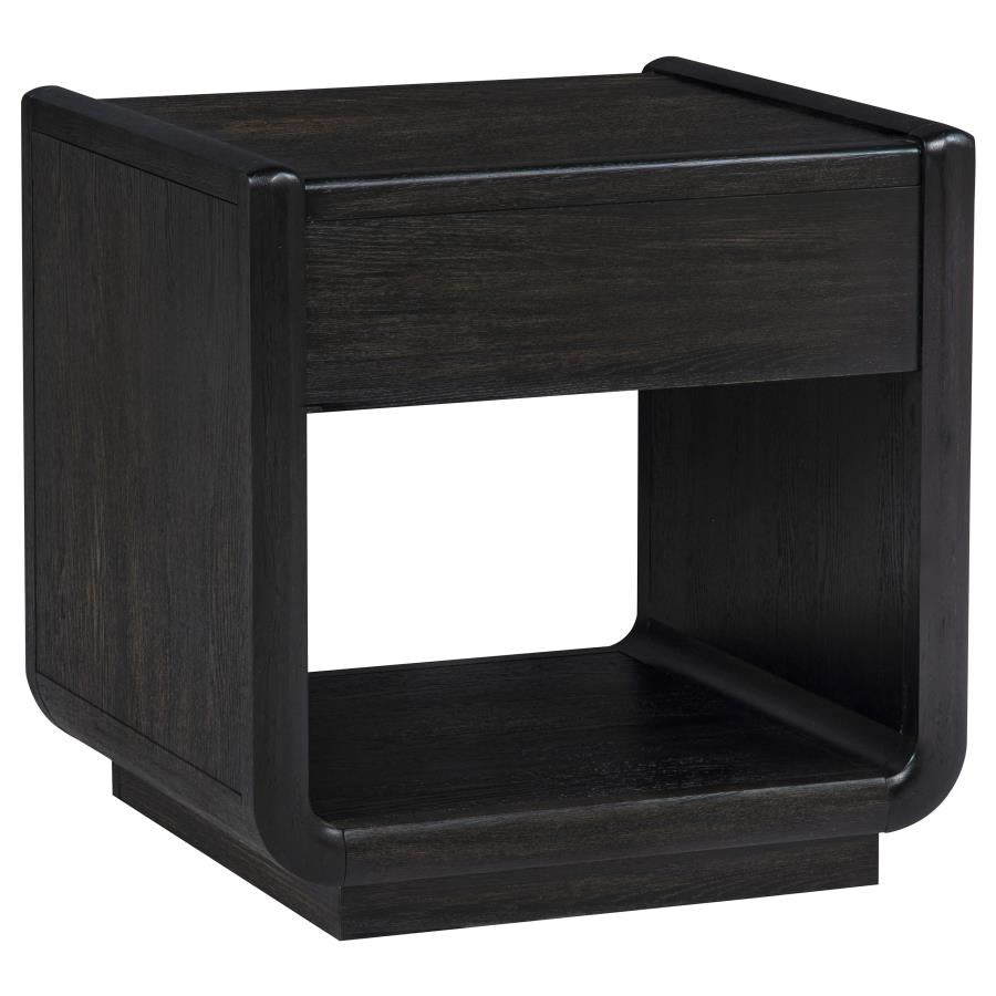 Leandro 1-drawer Wood Occasional Side End Table Burnished Black