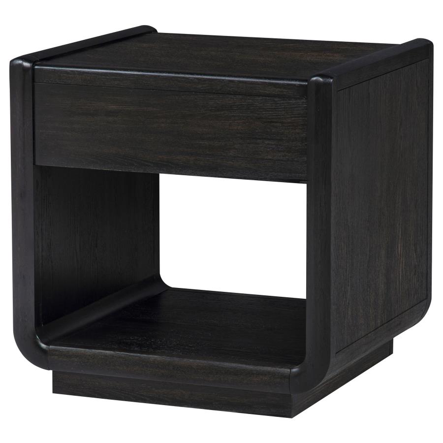 Home & Sleep Outlet - Leandro 1-drawer Wood Occasional Side End Table Burnished Black