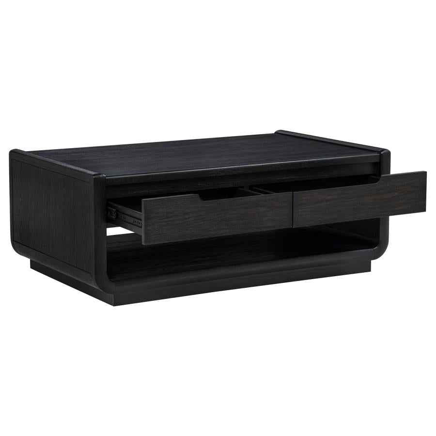 Leandro 2-drawer Wood Cocktail Coffee Table Burnished Black