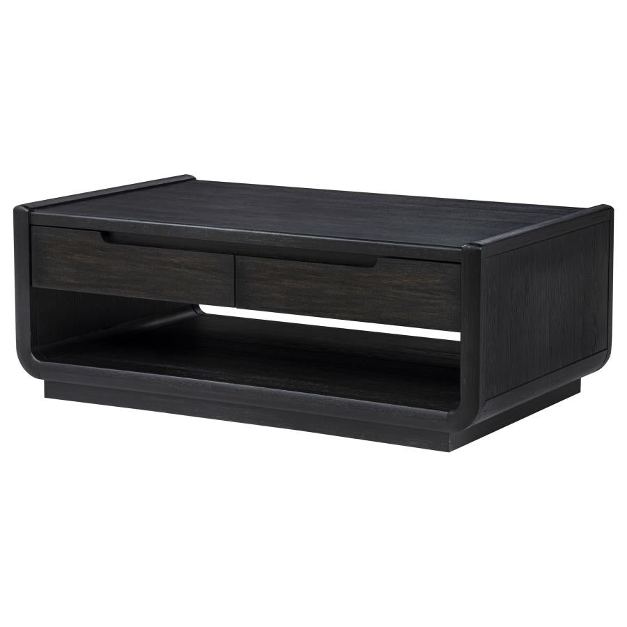Home & Sleep Outlet - Leandro 2-drawer Wood Cocktail Coffee Table Burnished Black