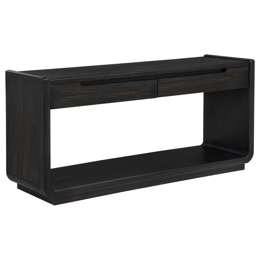 Home & Sleep Outlet - Leandro 2-drawer Entryway Sofa Console Table Burnished Black