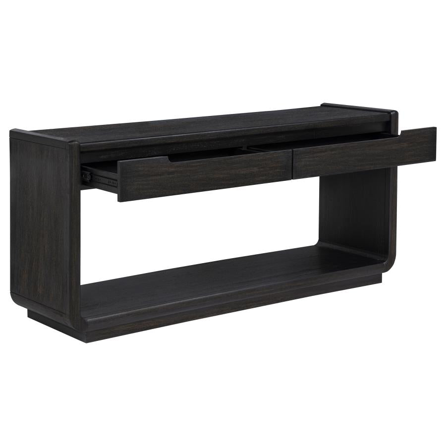 Home & Sleep Outlet - Leandro 2-drawer Entryway Sofa Console Table Burnished Black