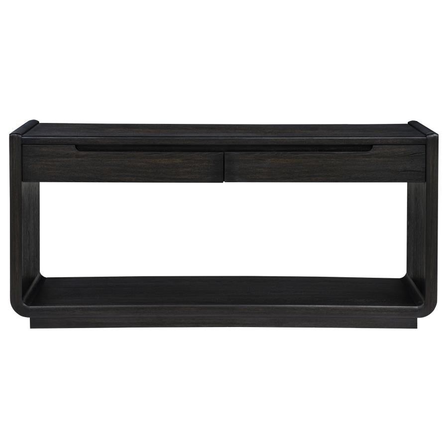 Home & Sleep Outlet - Leandro 2-drawer Entryway Sofa Console Table Burnished Black