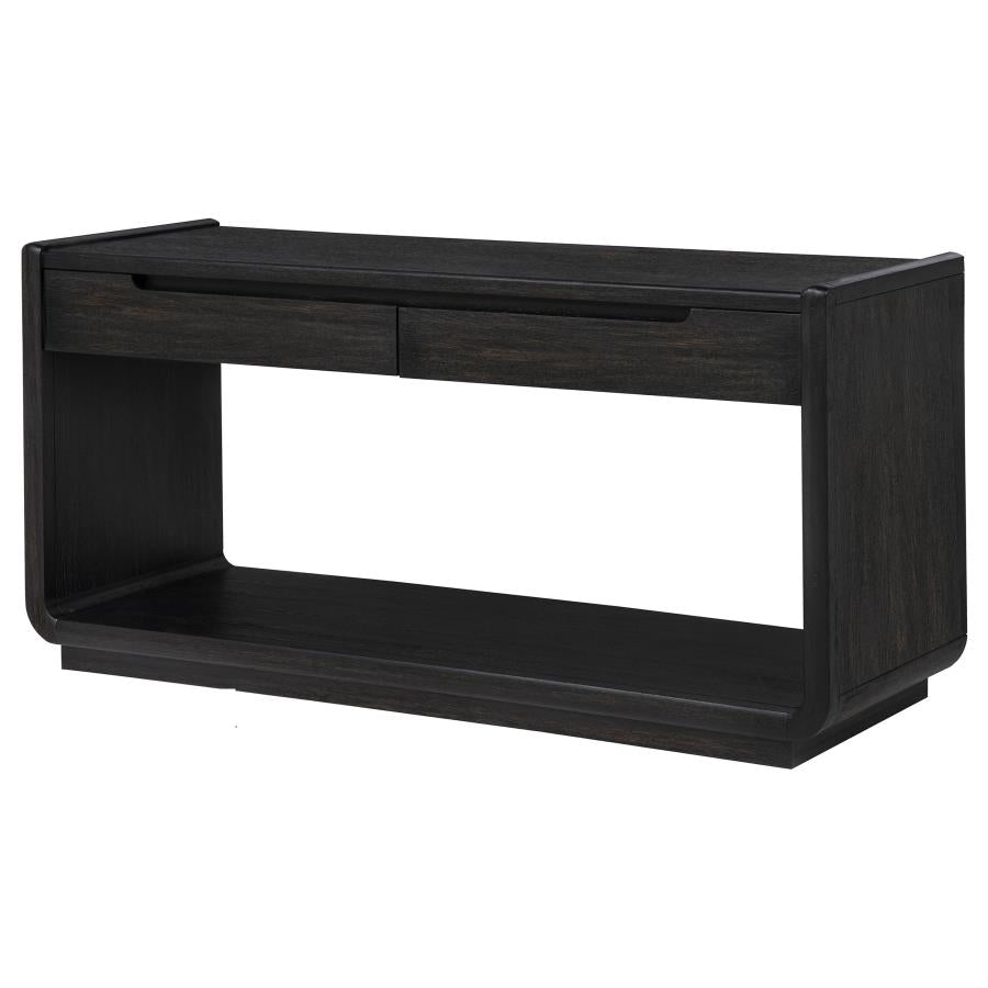 Home & Sleep Outlet - Leandro 2-drawer Entryway Sofa Console Table Burnished Black
