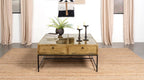 Home & Sleep Outlet - Stephie 4-drawer Square Glass Top Coffee Table Honey Brown
