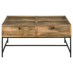 Home & Sleep Outlet - Stephie 4-drawer Square Glass Top Coffee Table Honey Brown