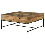 Home & Sleep Outlet - Stephie 4-drawer Square Glass Top Coffee Table Honey Brown