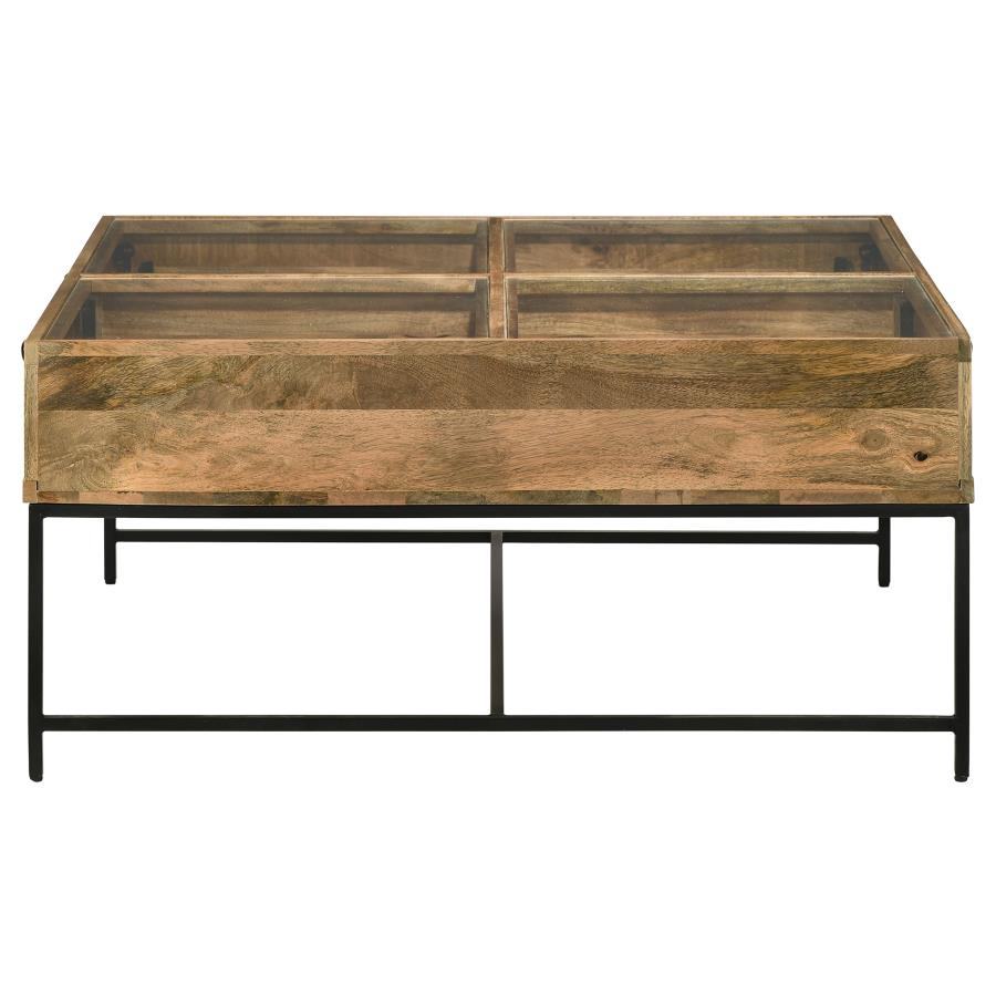 Home & Sleep Outlet - Stephie 4-drawer Square Glass Top Coffee Table Honey Brown