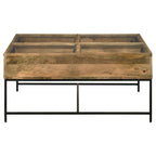 Home & Sleep Outlet - Stephie 4-drawer Square Glass Top Coffee Table Honey Brown