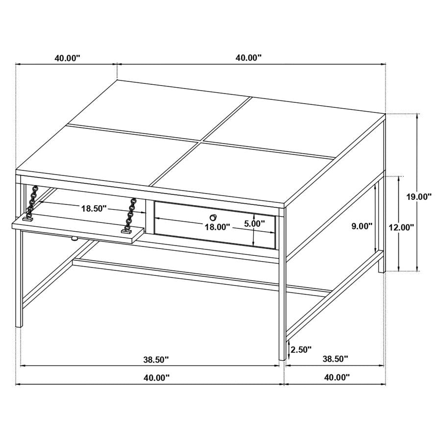 Home & Sleep Outlet - Stephie 4-drawer Square Glass Top Coffee Table Honey Brown