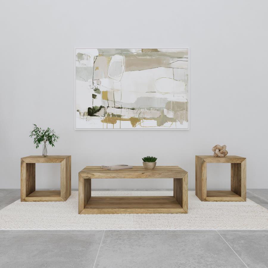 Home & Sleep Outlet - Benton 3-piece Solid Mango Coffee and End Table Set Natural