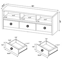 Rutland 59-inch 3-drawer TV Stand Media Console Black