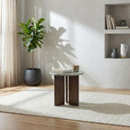 Home & Sleep Outlet - Jenna Round Marble Top Mango Wood Side End Table Brown