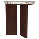 Jenna Round Marble Top Mango Wood Side End Table Brown