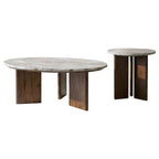 Home & Sleep Outlet - Jenna 2-piece Round Marble Top Coffee Table Set Brown