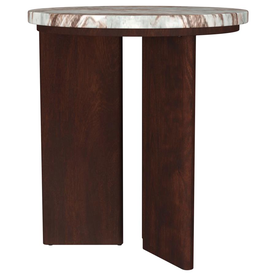 Home & Sleep Outlet - Jenna 2-piece Round Marble Top Coffee Table Set Brown