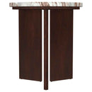 Jenna 2-piece Round Marble Top Coffee Table Set Brown