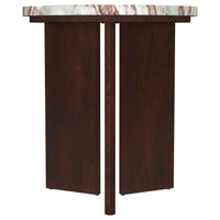 Jenna 2-piece Round Marble Top Coffee Table Set Brown