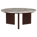 Jenna 2-piece Round Marble Top Coffee Table Set Brown