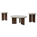 Jenna 3-piece Round Marble Top Coffee Table Set Brown