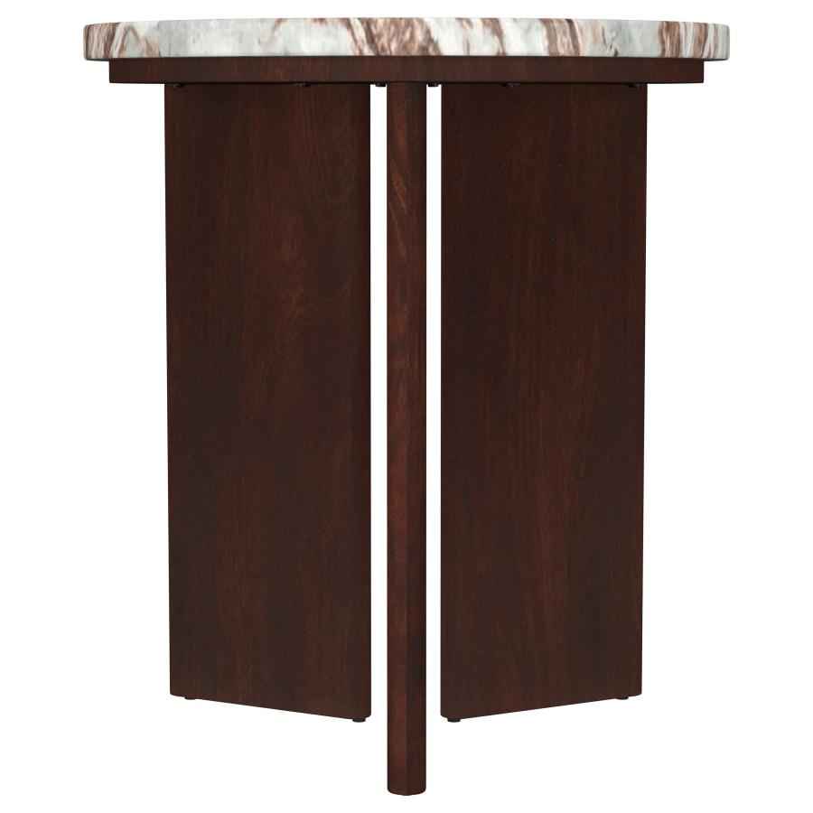 Jenna 3-piece Round Marble Top Coffee Table Set Brown