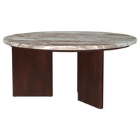 Jenna 35-inch Round Marble Top Cocktail Coffee Table Brown