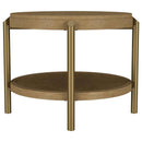 Arini Round End Side Table With Storage Shelf Sand Wash