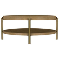 Arini Round Coffee Table With Storage Shelf Sand Wash
