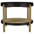 Arini Round End Side Table With Storage Shelf Black