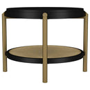 Arini Round End Side Table With Storage Shelf Black