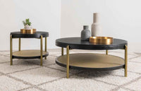 Arini 2-piece Round Coffee and End Table Set Black